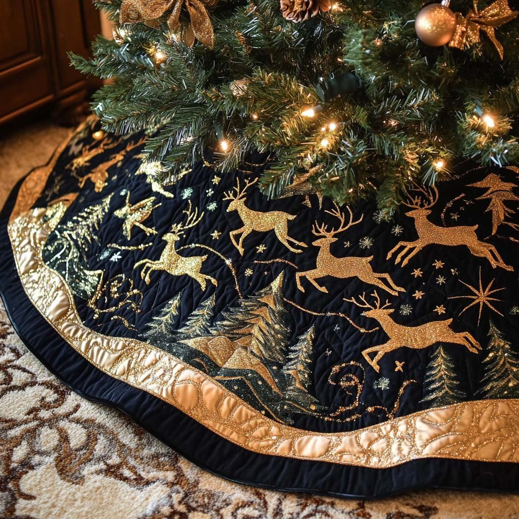 Golden Horns Christmas Tree Skirt - Made to Order TREEK101