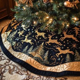 Golden Horns Christmas Tree Skirt - Made to Order TREEK101