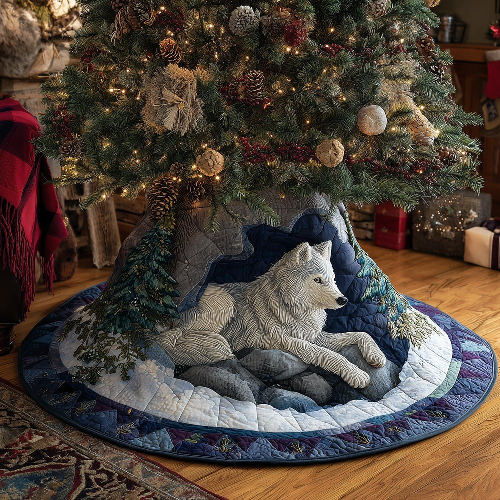 Frost Wolf At Dawn Christmas Tree Skirt - Made to Order TREEK101