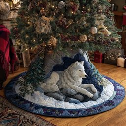 Frost Wolf At Dawn Christmas Tree Skirt - Made to Order TREEK101