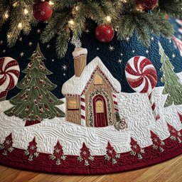 Frosty Path Christmas Tree Skirt - Made to Order TREEK101
