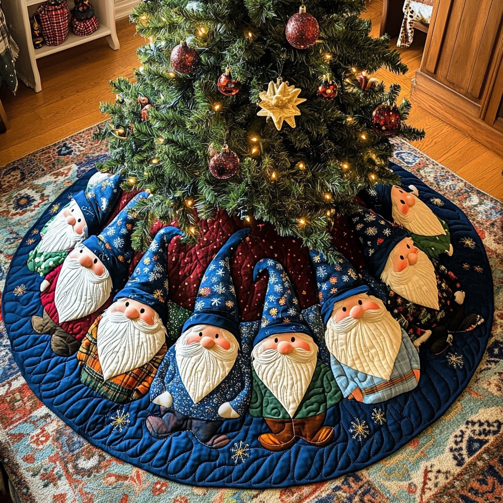 Holiday Gnome Adventures Christmas Tree Skirt - Made to Order TREEK101