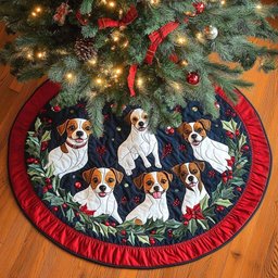 Jack Russell Fun Christmas Tree Skirt - Made to Order TREEK101
