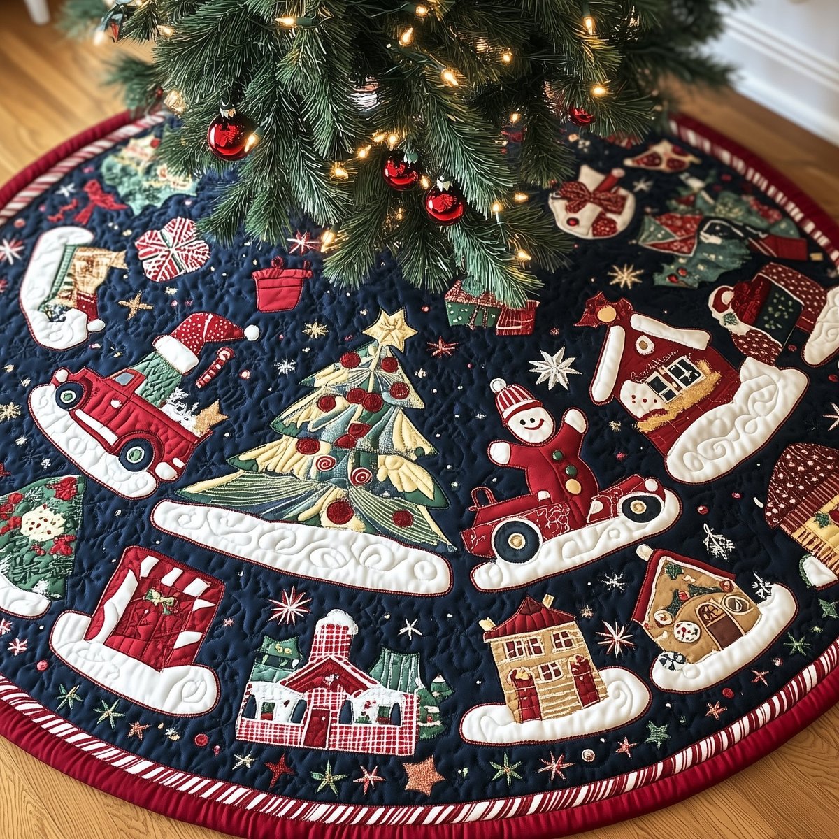 Pieces of Christmas Tree Skirt - Made to Order TREEK101