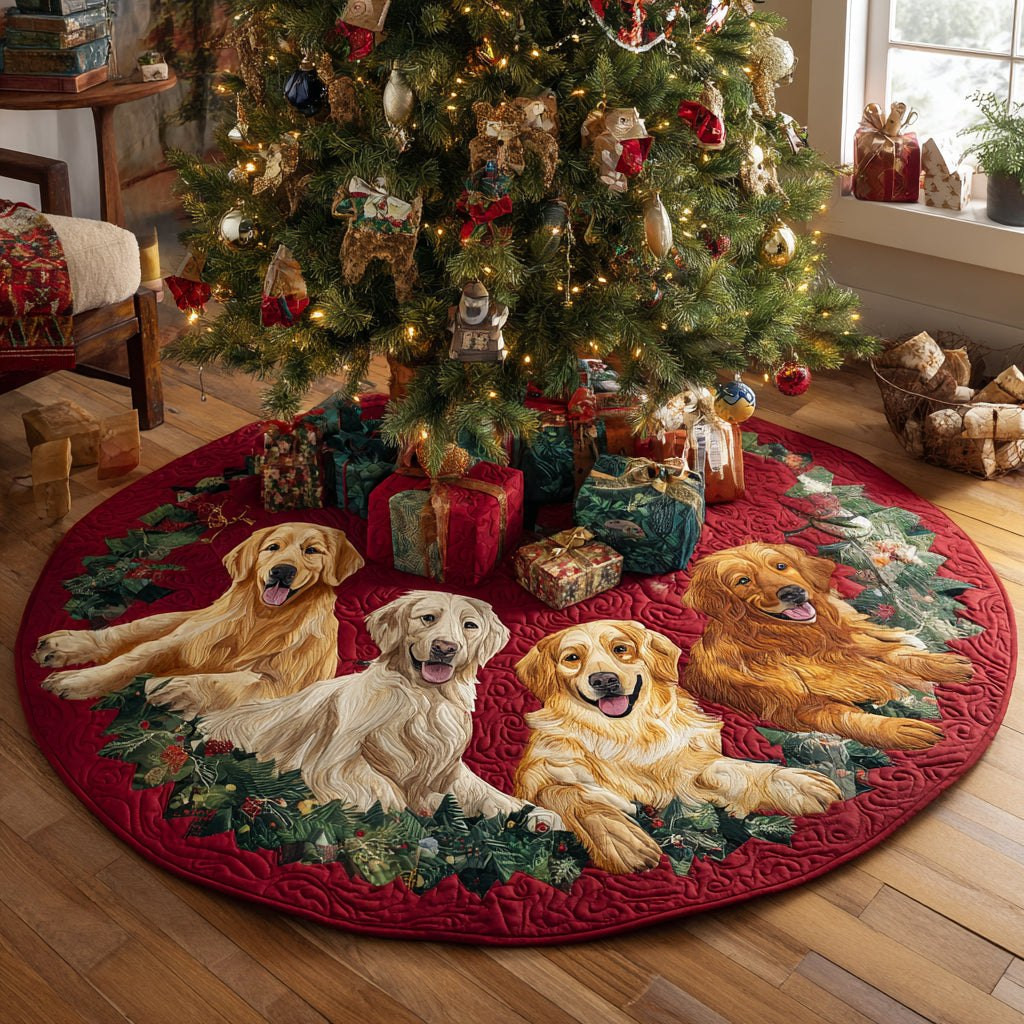 Golden Retriever Dream Christmas Tree Skirt - Made to Order TREEK101