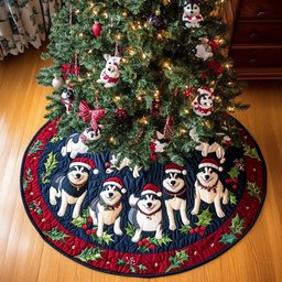 Frosty Husky Christmas Tree Skirt - Made to Order TREEK101