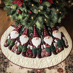 Gnome Forest Celebration Christmas Tree Skirt - Made to Order TREEK101