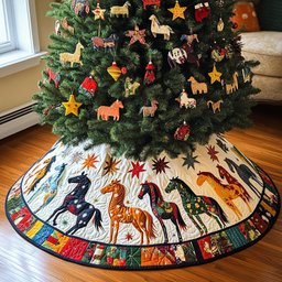 Horse Parade Christmas Tree Skirt - Made to Order TREEK101