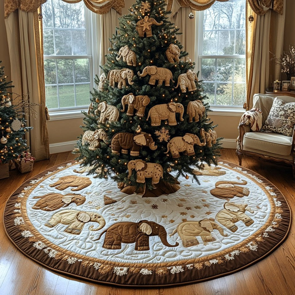 Gingerbread Elephant Parade Christmas Tree Skirt - Made to Order TREEK101