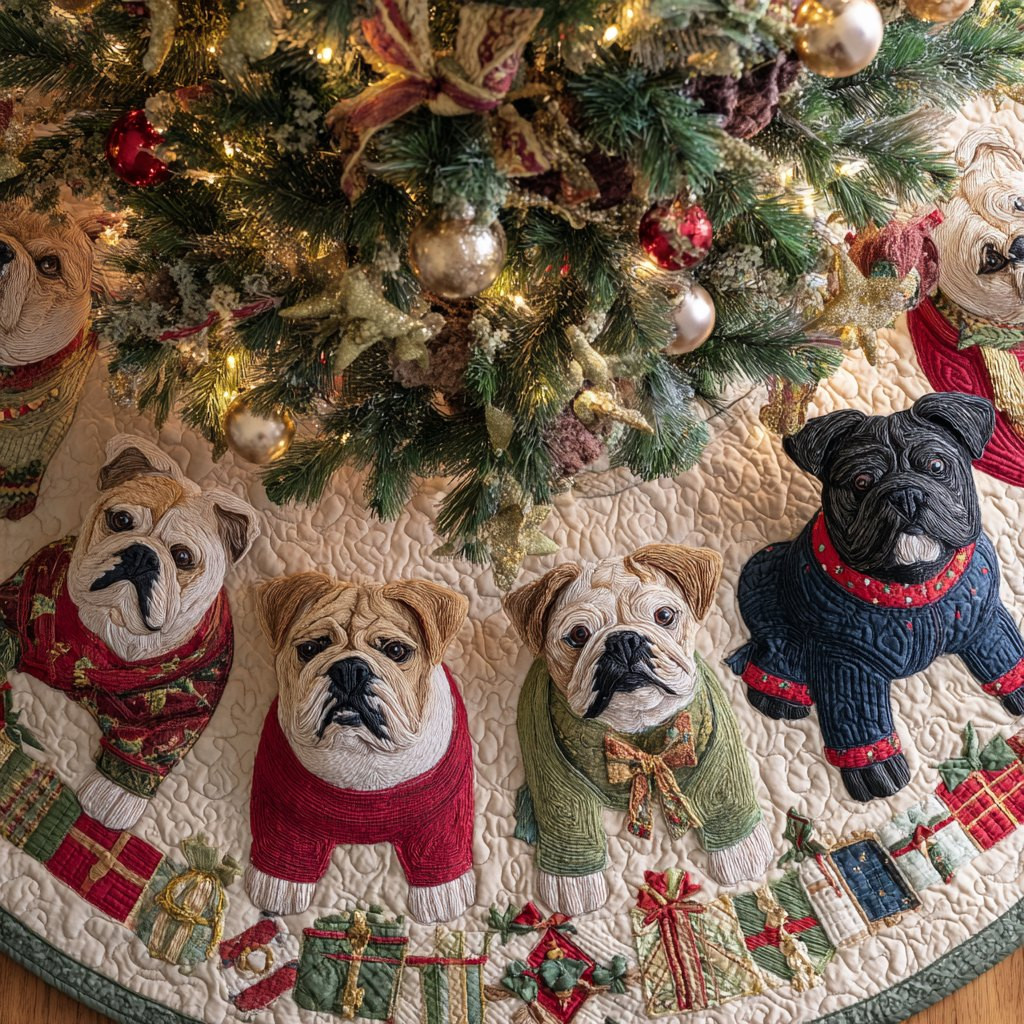 Gentle Bulldog Christmas Tree Skirt - Made to Order TREEK101