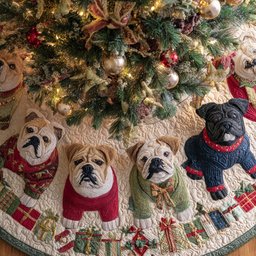 Gentle Bulldog Christmas Tree Skirt - Made to Order TREEK101
