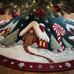Cozy Cottage Christmas Tree Skirt - Made to Order TREEK101