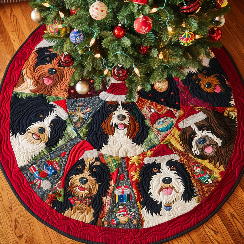 Bernedoodle Yuletide Fun Christmas Tree Skirt - Made to Order TREEK101