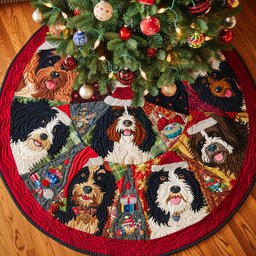 Bernedoodle Yuletide Fun Christmas Tree Skirt - Made to Order TREEK101