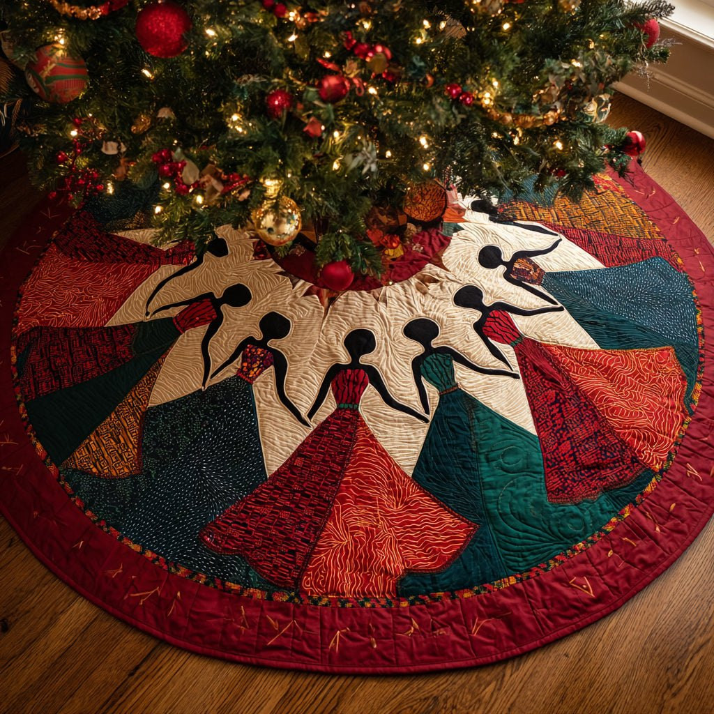 Black Women Ruby Harmony Christmas Tree Skirt - Made to Order TREEK101