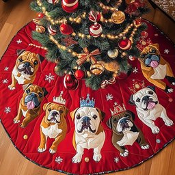Bulldog Winter Cheer Christmas Tree Skirt - Made to Order TREEK101