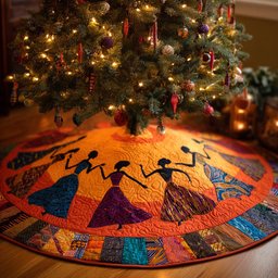 Black Women Terra Dance Christmas Tree Skirt - Made to Order TREEK101