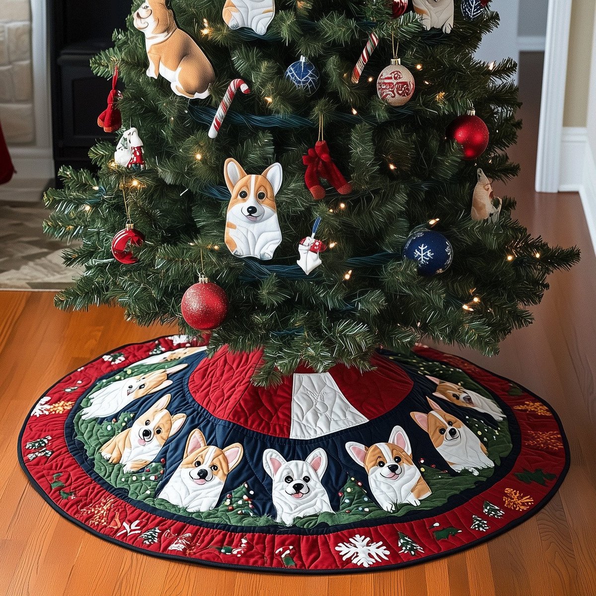 Corgi Xmas Christmas Tree Skirt - Made to Order TREEK101