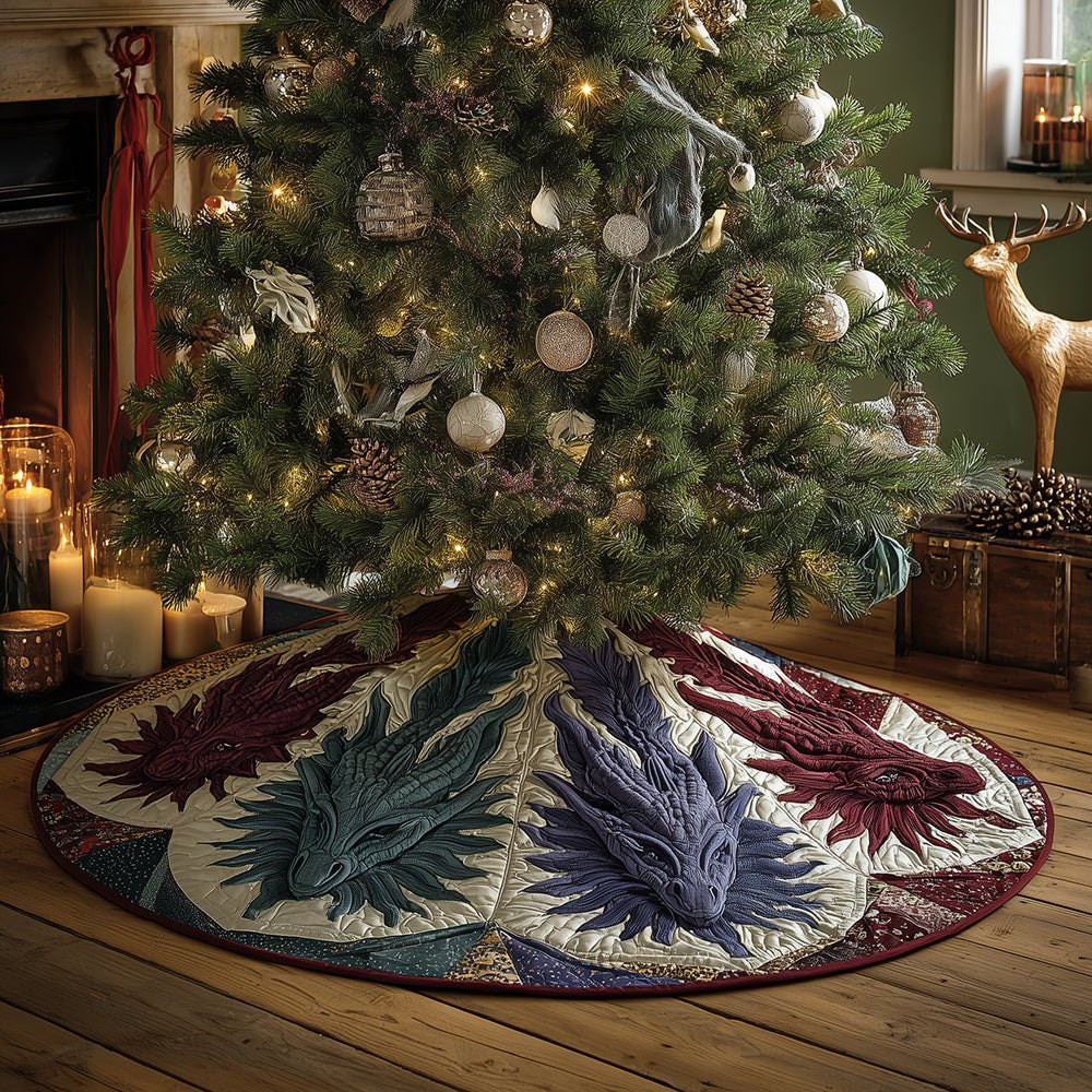 Ancient Ember Dragon Christmas Tree Skirt - Made to Order TREEK101