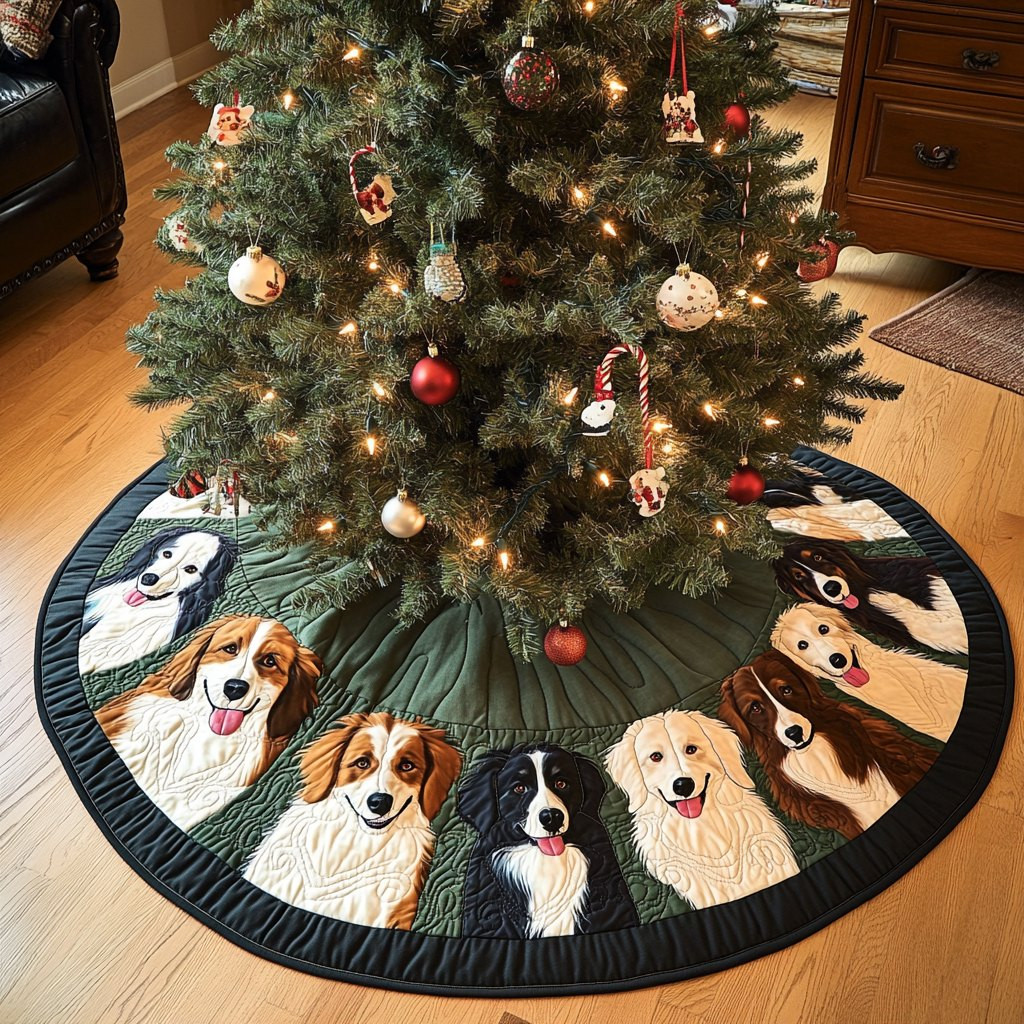 Border Collie Wonderland Christmas Tree Skirt - Made to Order TREEK101