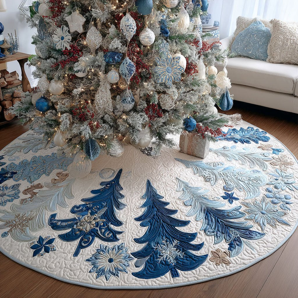 Blue Frost Pines Christmas Tree Skirt - Made to Order TREEK101