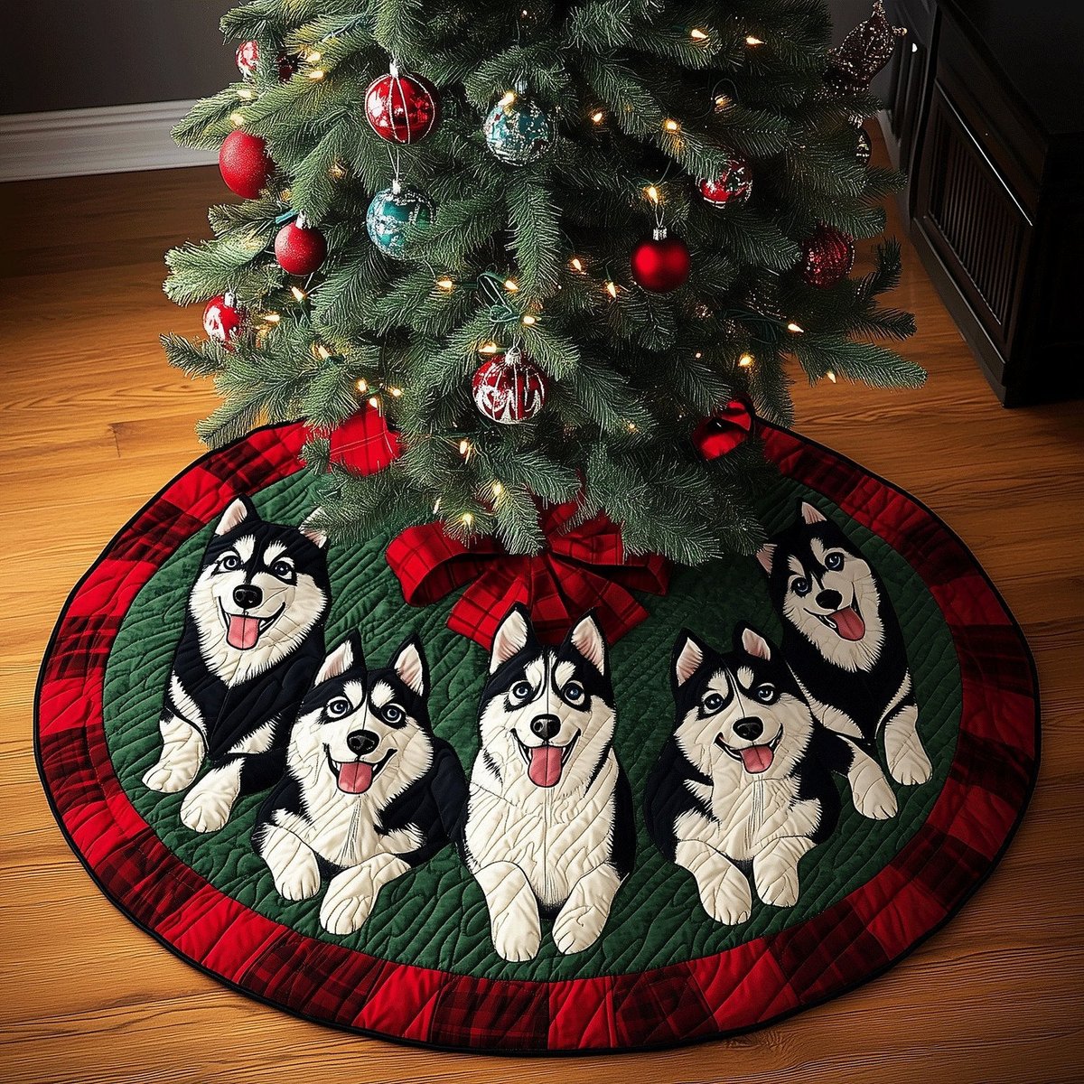 Christmas Husky Delight Christmas Tree Skirt - Made to Order TREEK101