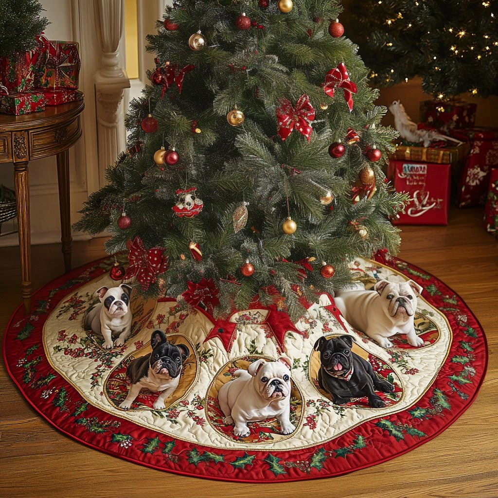 Bulldog Delight Christmas Tree Skirt - Made to Order TREEK101