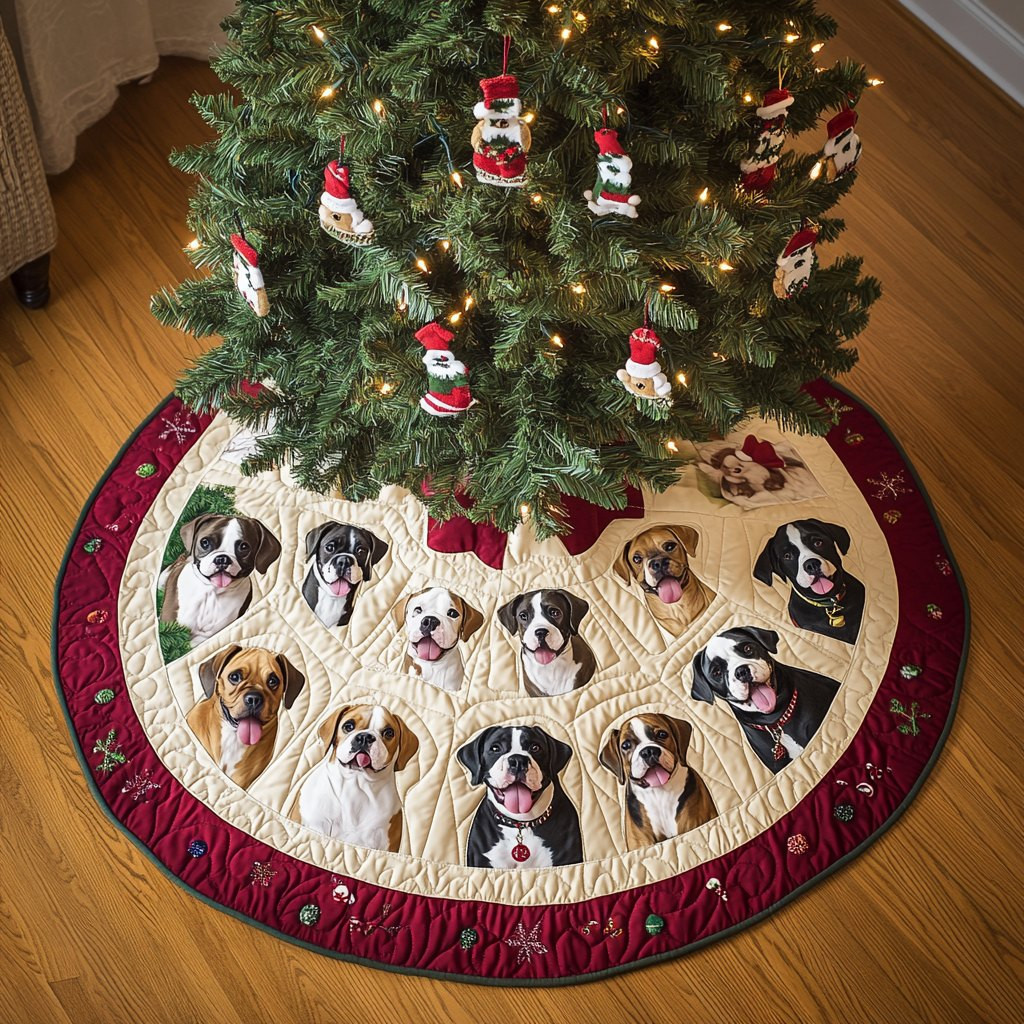 Festive Boxer Fun Christmas Tree Skirt - Made to Order TREEK101