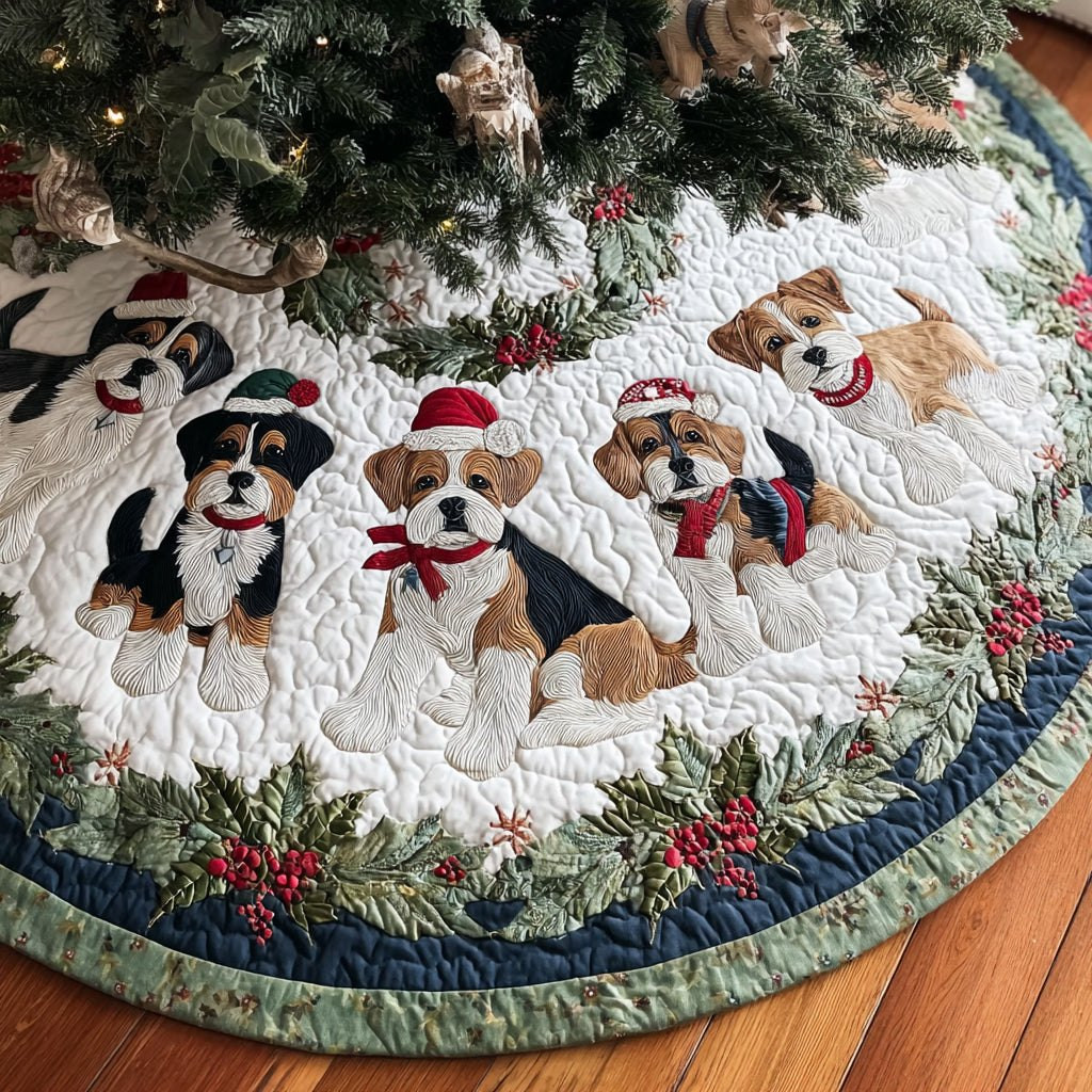 Beagle Berry Christmas Tree Skirt - Made to Order TREEK101