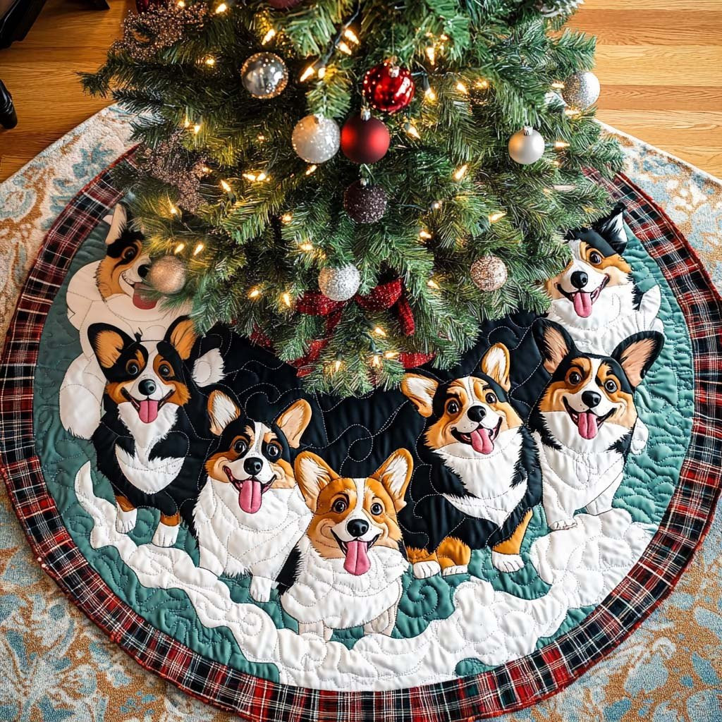 Corgi Serenity Christmas Tree Skirt - Made to Order TREEK101