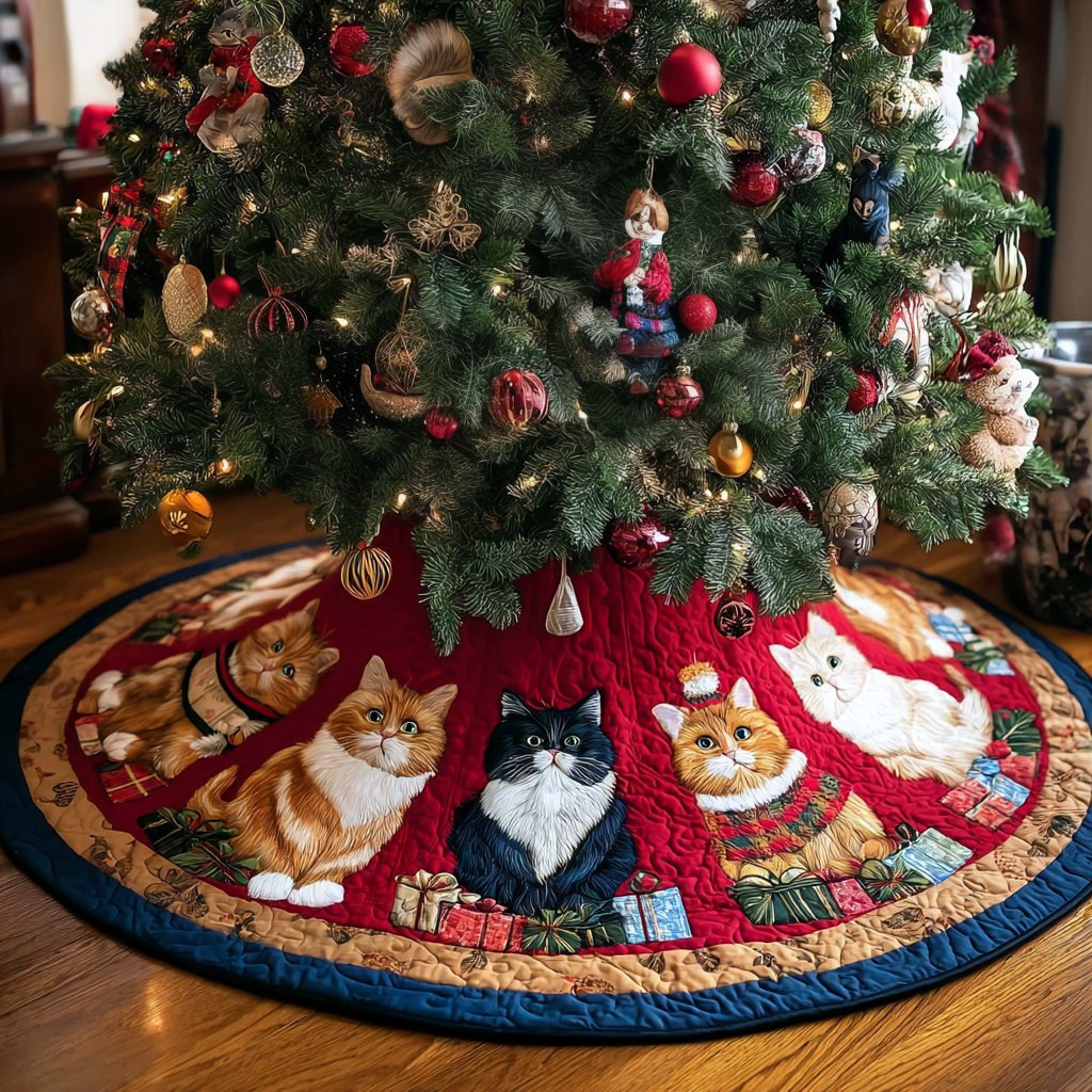 Cat Cheer Christmas Tree Skirt - Made to Order TREEK101