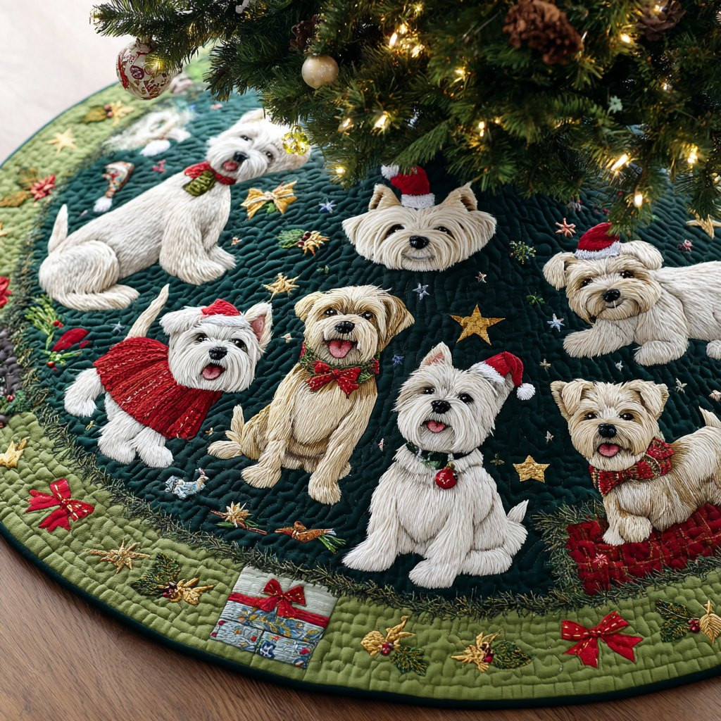 Cozy West Highland Terrier Christmas Tree Skirt - Made to Order TREEK101
