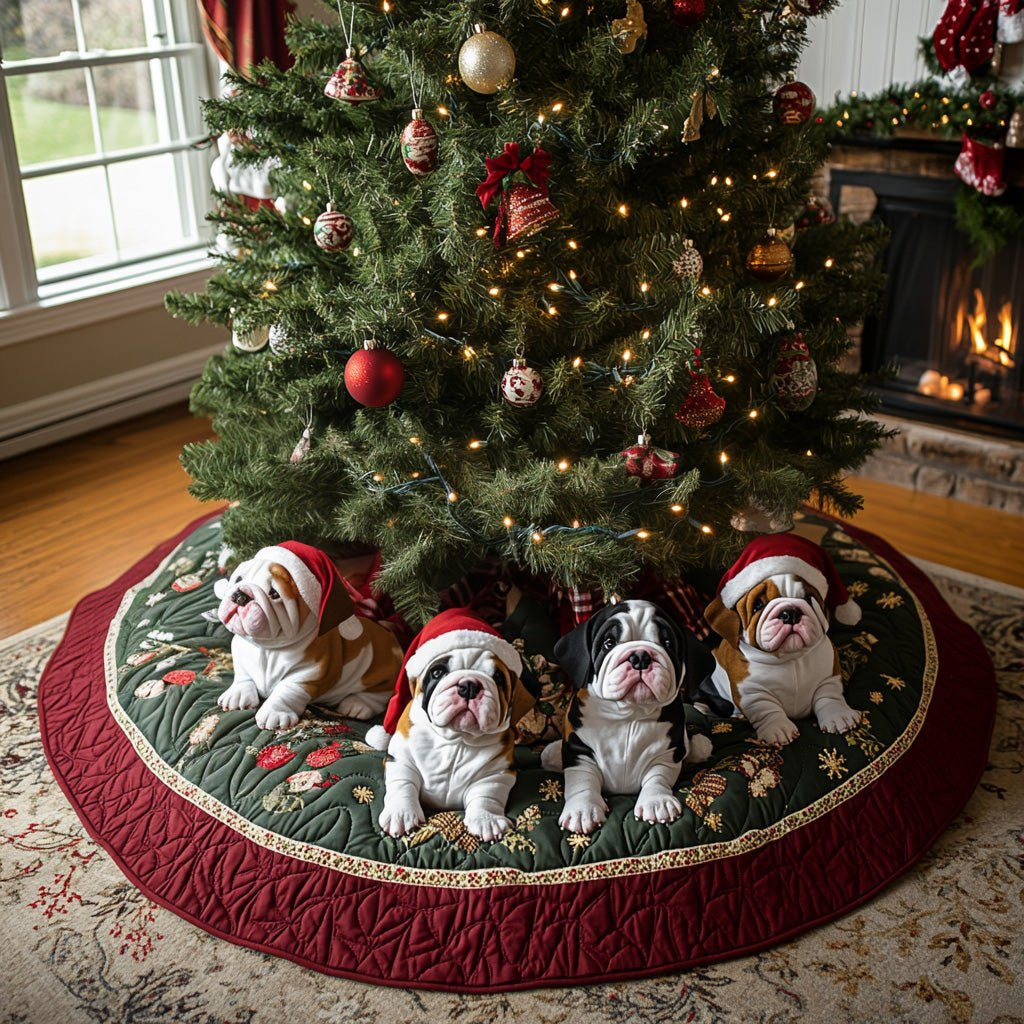 Festive Bulldog Spirit Christmas Tree Skirt - Made to Order TREEK101