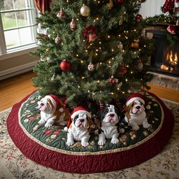 Festive Bulldog Spirit Christmas Tree Skirt - Made to Order TREEK101