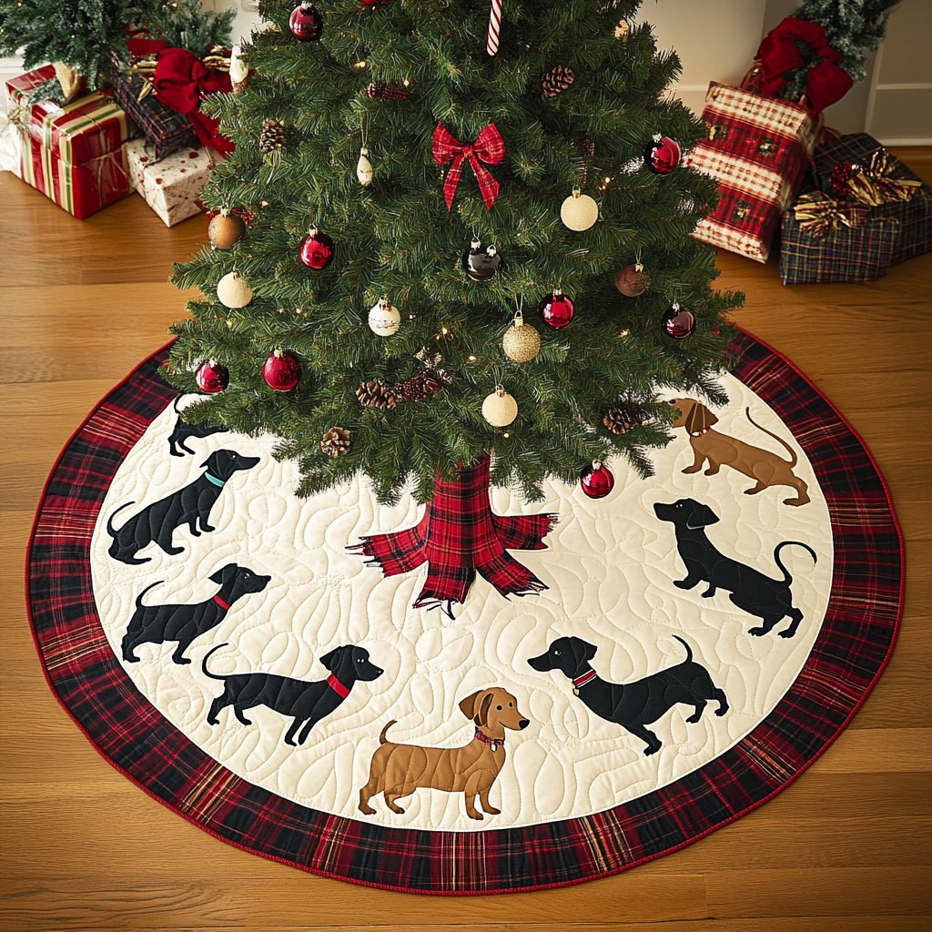 Christmas Plaid Dachshund Chritstmas Christmas Tree Skirt - Made to Order TREEK101