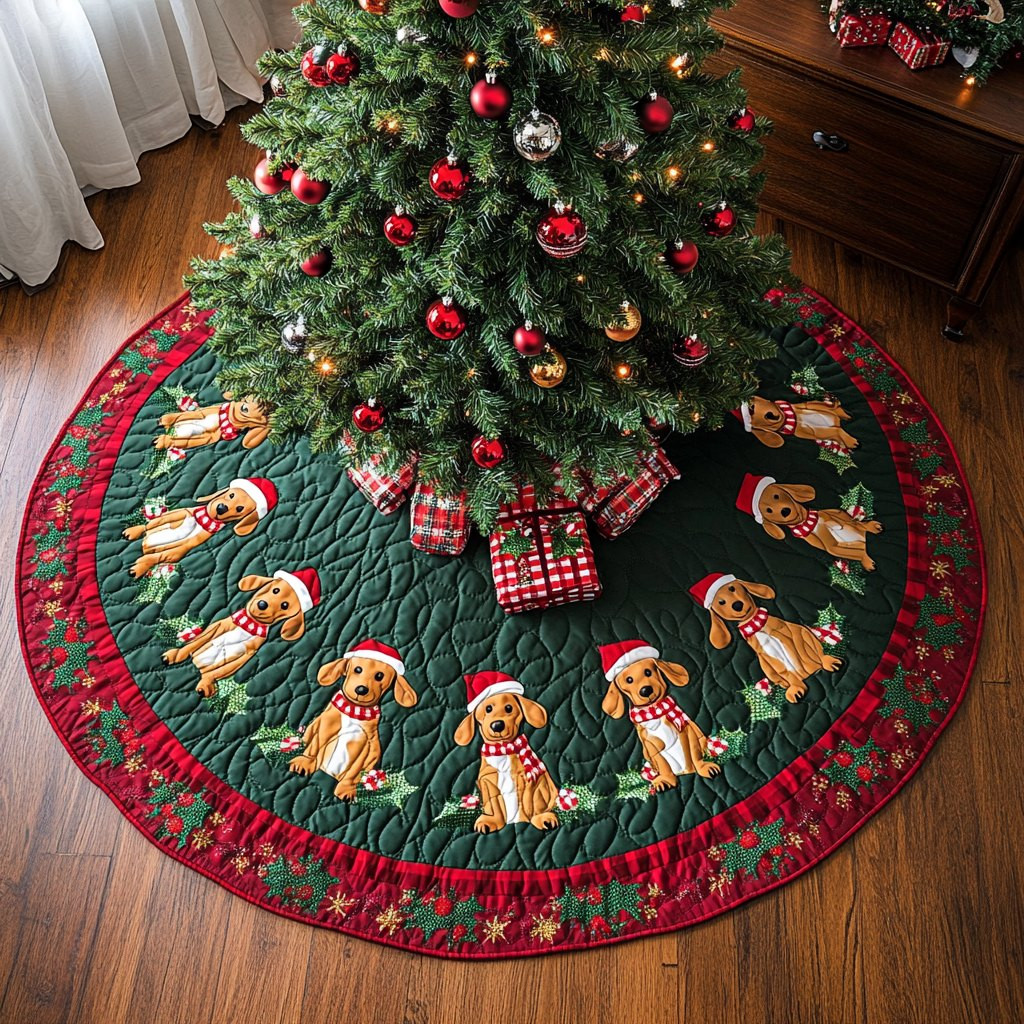 Dachshund Holiday Spirit Christmas Tree Skirt - Made to Order TREEK101