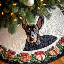 Doberman Festive Christmas Tree Skirt - Made to Order TREEK101