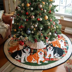 Akita Snowflake Magic Christmas Tree Skirt - Made to Order TREEK101