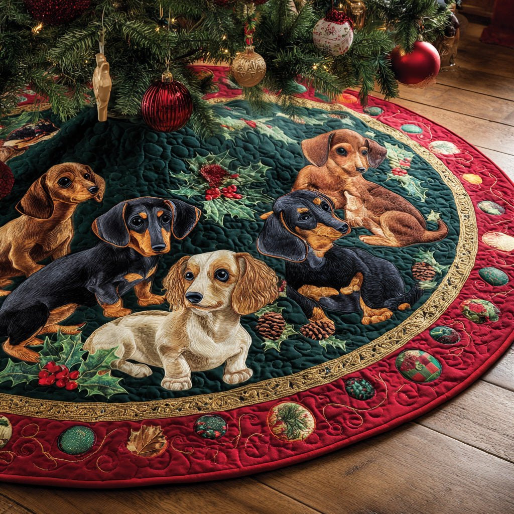 Cozy Dachshund Eve Christmas Tree Skirt - Made to Order TREEK101