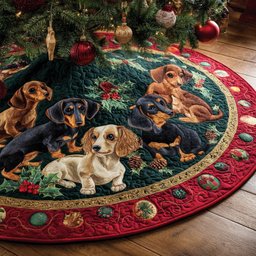 Cozy Dachshund Eve Christmas Tree Skirt - Made to Order TREEK101
