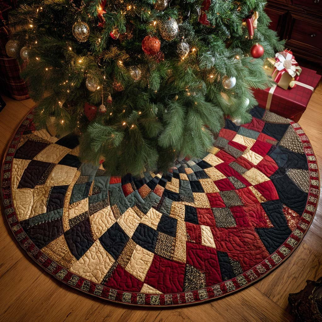 Elegant Patchwork Christmas Tree Skirt - Made to Order TREEK101