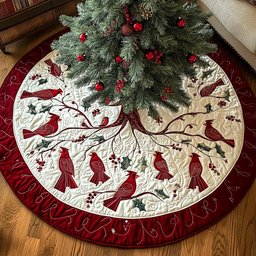 Evergreen Perch Christmas Tree Skirt - Made to Order TREEK101