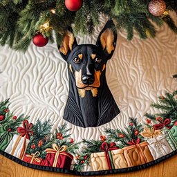 Doberman Holiday Gift Christmas Tree Skirt - Made to Order TREEK101