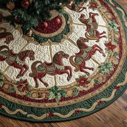 Festive Carousel Horse Christmas Tree Skirt - Made to Order TREEK101
