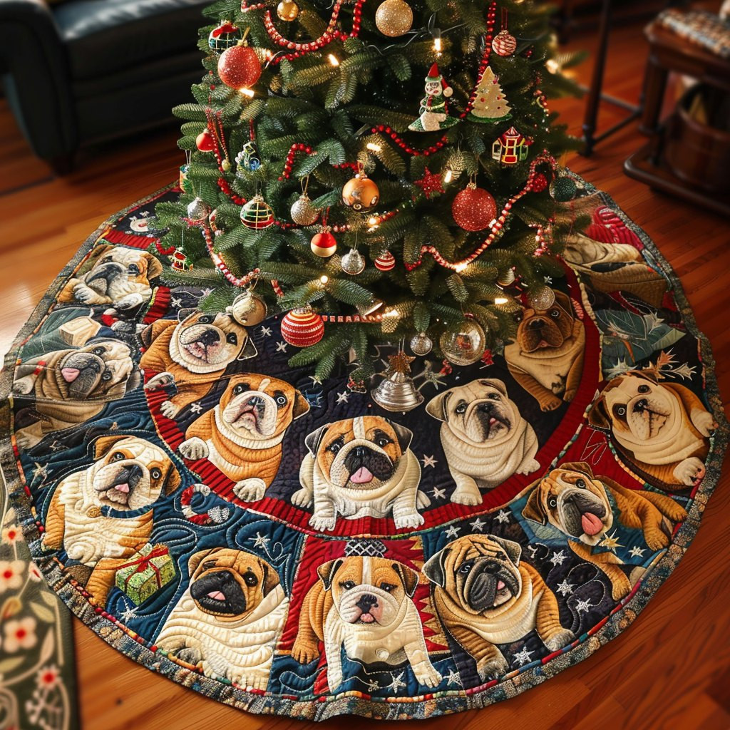 Bulldog Christmas Spirit Christmas Tree Skirt - Made to Order TREEK101