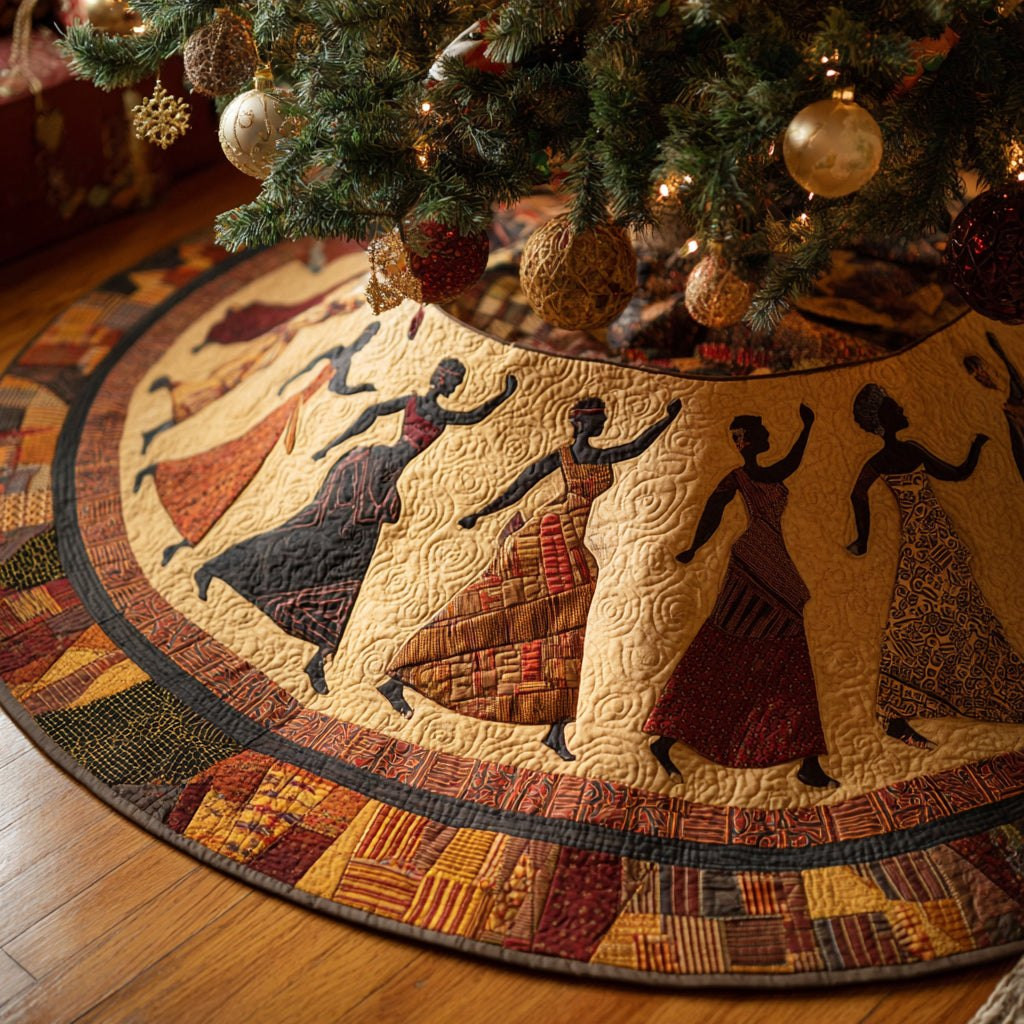 Black Woman Sunset Rhythm Christmas Tree Skirt - Made to Order TREEK101