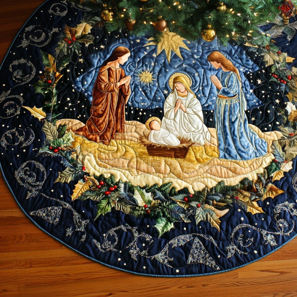 Blessed Night Christmas Tree Skirt - Made to Order TREEK101