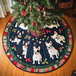 Cozy Boston Terrier Holidays Christmas Tree Skirt - Made to Order TREEK101