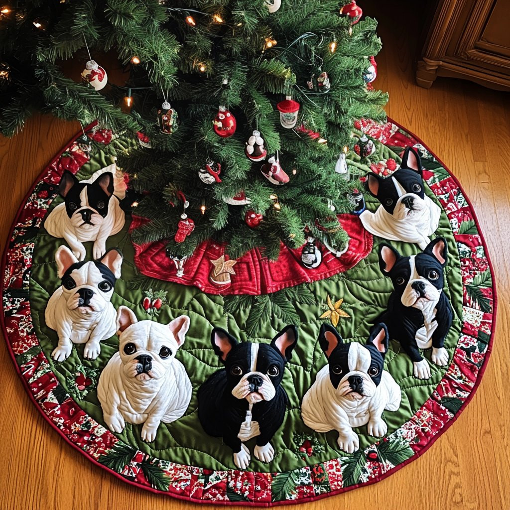 Boston Terrier Santa Paws Christmas Tree Skirt - Made to Order TREEK101