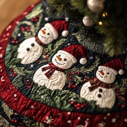 Cozy Snowmen Christmas Tree Skirt - Made to Order TREEK101